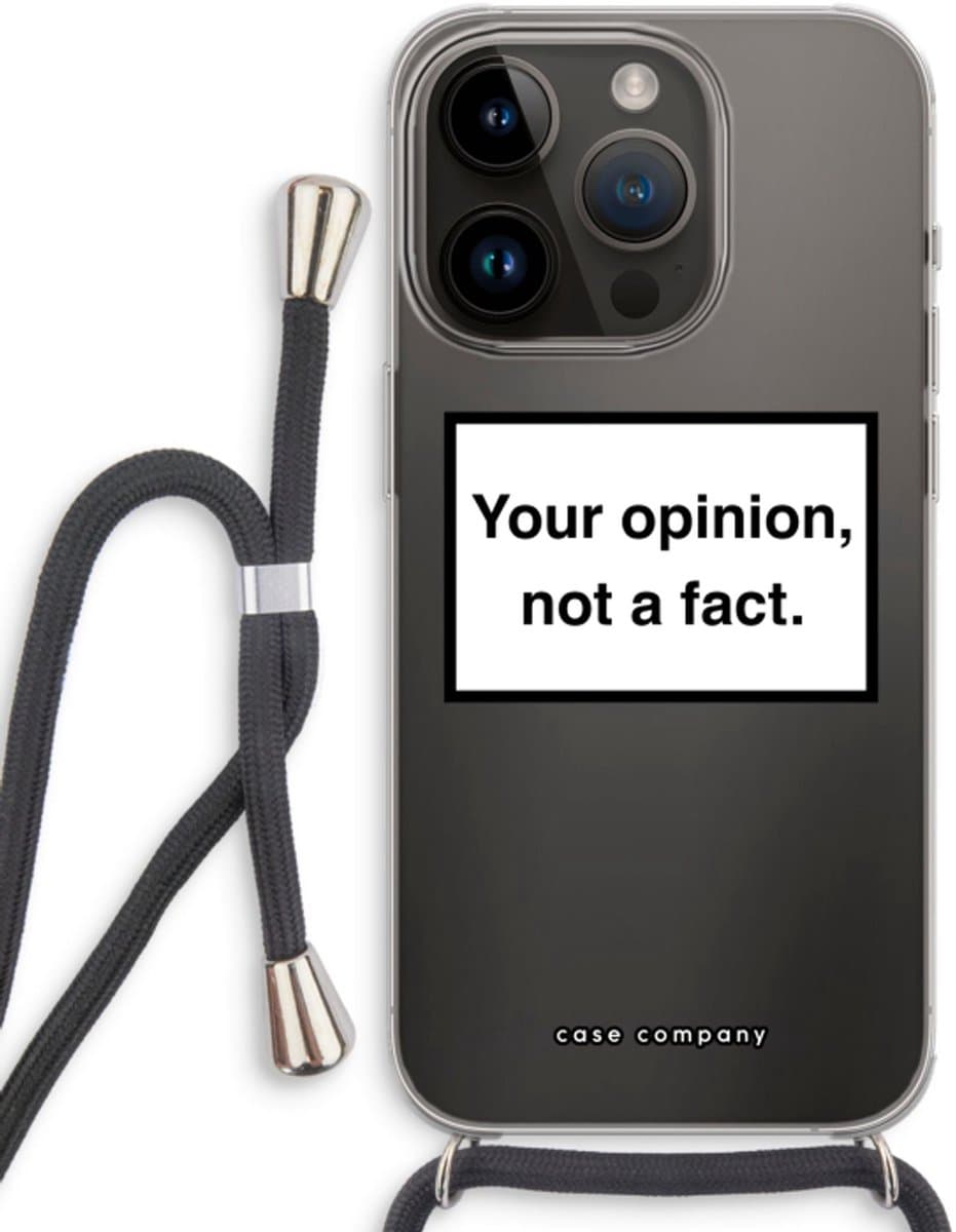 Case Company® - Hoesje met koord geschikt voor iPhone 14 Pro hoesje met Koord - Your opinion - Telefoonhoesje met Zwart Koord - Bescherming aan alle Kanten en Over de Schermrand