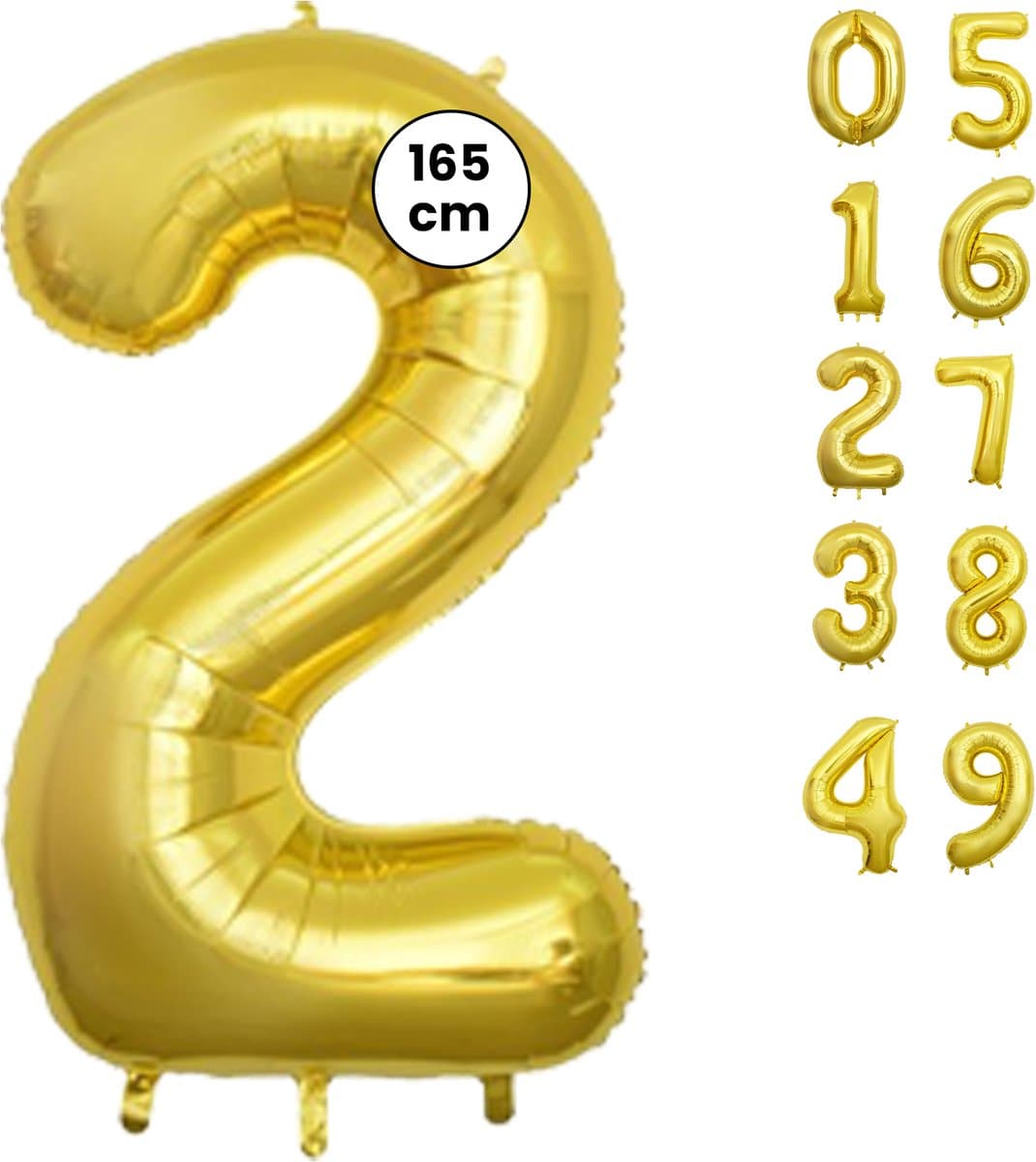 Fienosa Cijfer Ballonnen nummer 2 - Goud - 165 cm - Helium Ballon - Verjaardag ballon - Verjaardag versiering - Leeftijd verjaardag - Verjaardagsballon - Verjaardag