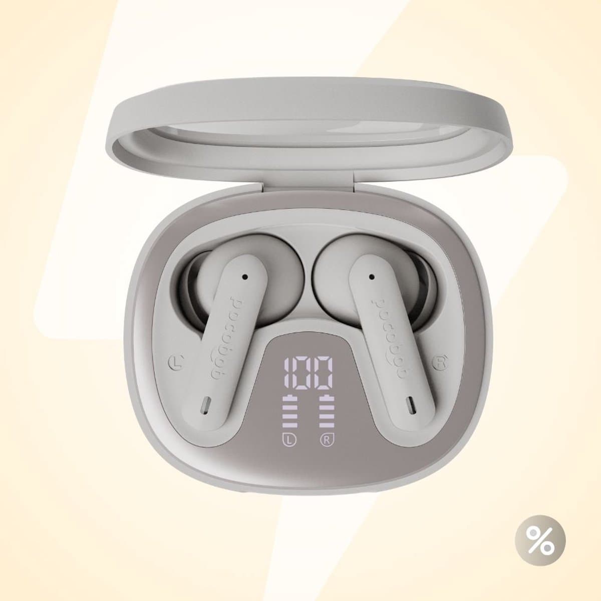 pocobob® 8 - Draadloze oordopjes - Beige - In-ear oortjes - Met mic - Met APP