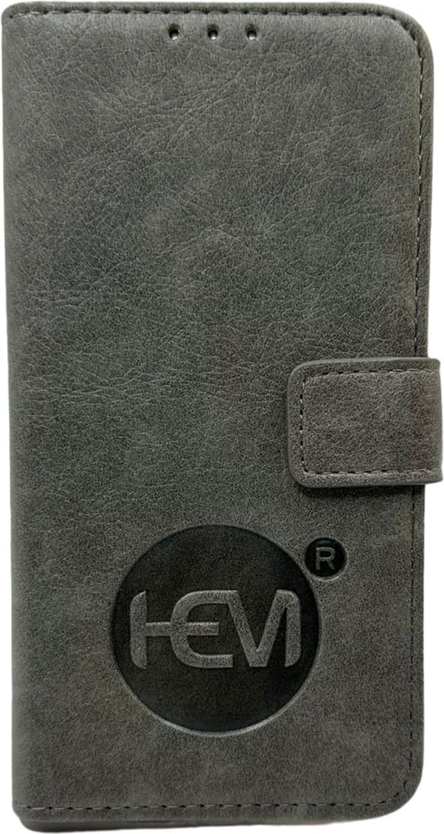 HEM hoesje geschikt voor Apple iPhone 13 Pro Max - Vintage Grey Leren Portemonnee Hoesje - Lederen Wallet Case TPU - Book Case - Flip Cover - Boek - 360º beschermend Telefoonhoesje