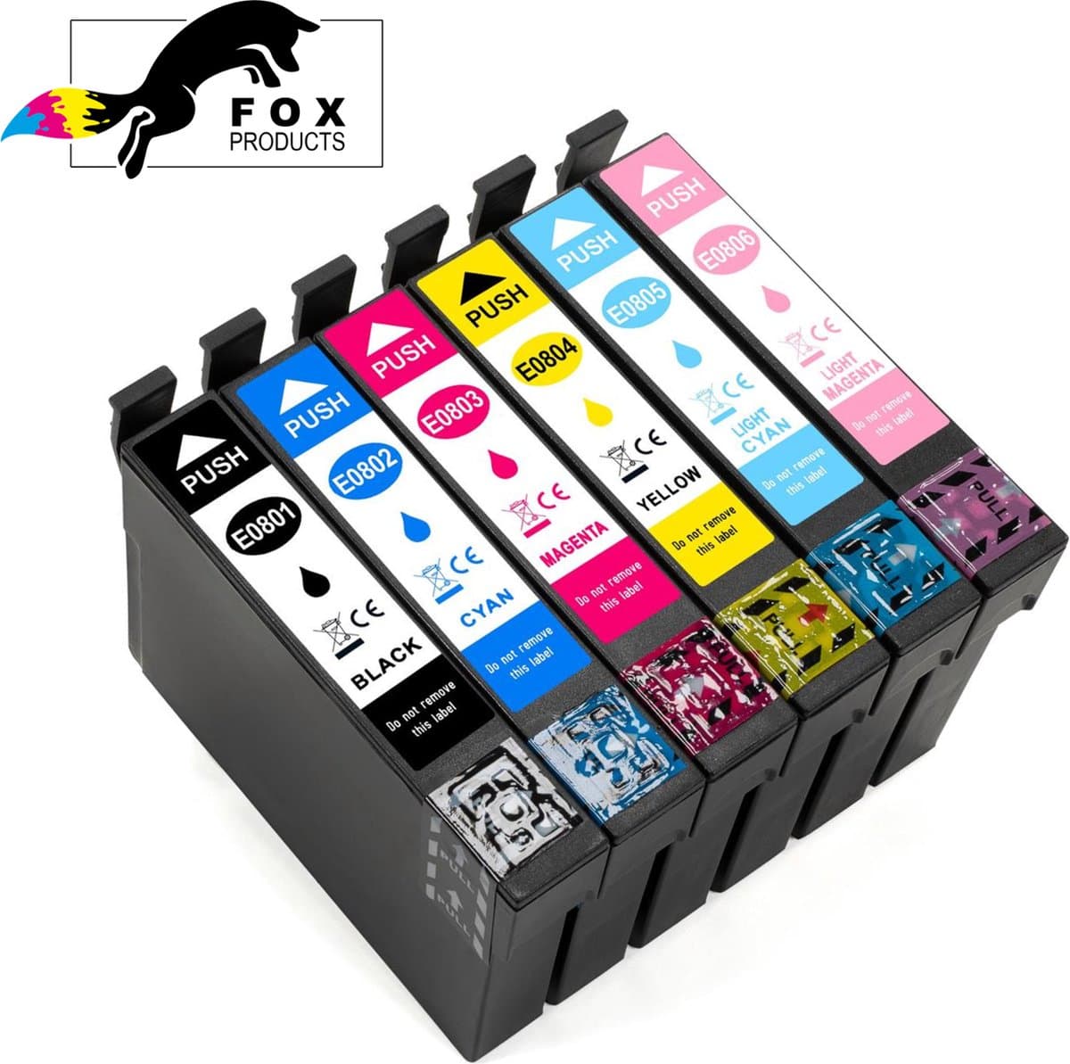 FoxProducts® T0801, T0802, T0803, T0804, T0805, T0806, T0807 - 6 cartridges geschikt voor Epson Stylus Photo P50, PX650, PX660, PX700 W, PX820 FWD, RX585, RX685, R265, RX595, PX830 FWD, RX560, PX810 FW, PX730, 0801, 0802, 0803, 0804, 0805, 0806, 0807
