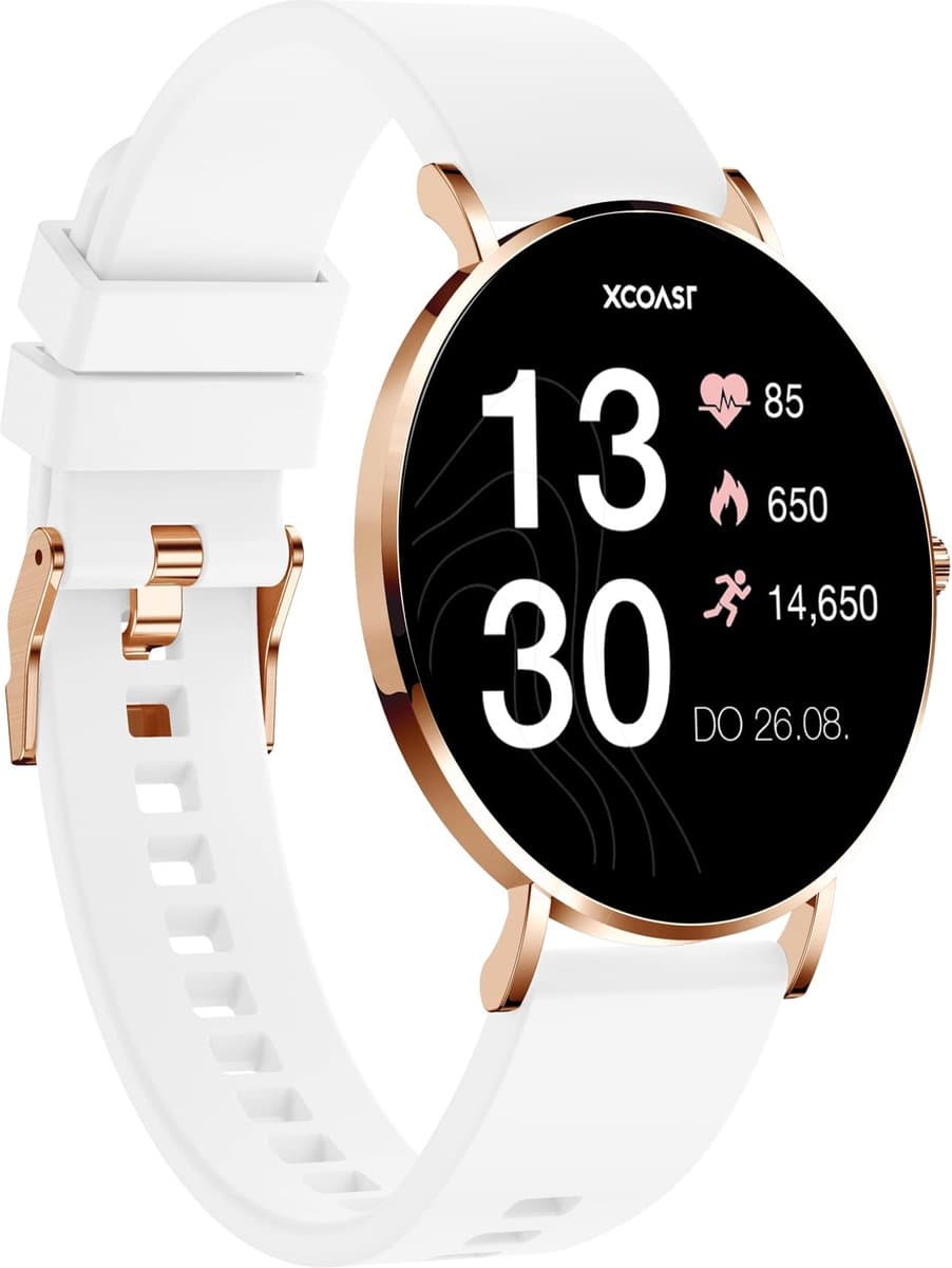 XCOAST Design Dames / Heren - Smartwatch - SIONA 2 - Polair Wit - Siliconen band