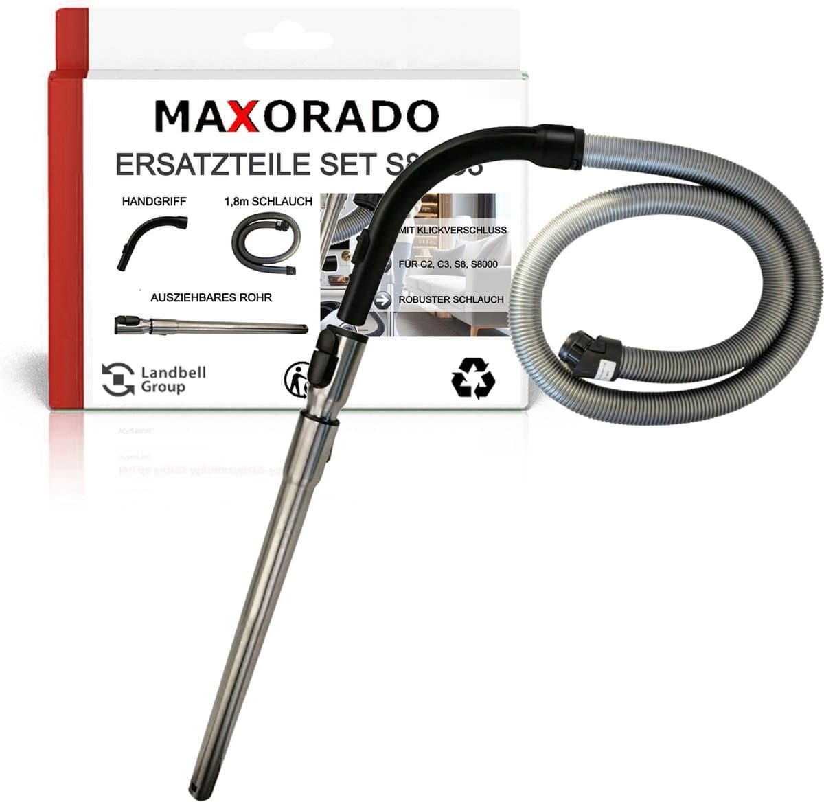 Maxorado Stofzuiger Set 3-delig geschikt voor Miele - Telescopische buis + handgreep + stofzuigerslang voor Complete, C3, S8 SERIES, 10563760, 7863552, 7863553, 7863554, 7863555