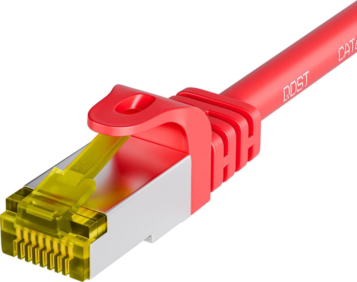 Qost - CAT7 10G internetkabel - SFTP PIMF - 10 Gbps / 500 MHz - 100% koper - RJ45 Connectoren - Patchkabel / Netwerkkabel - 0.25 meter - Rood