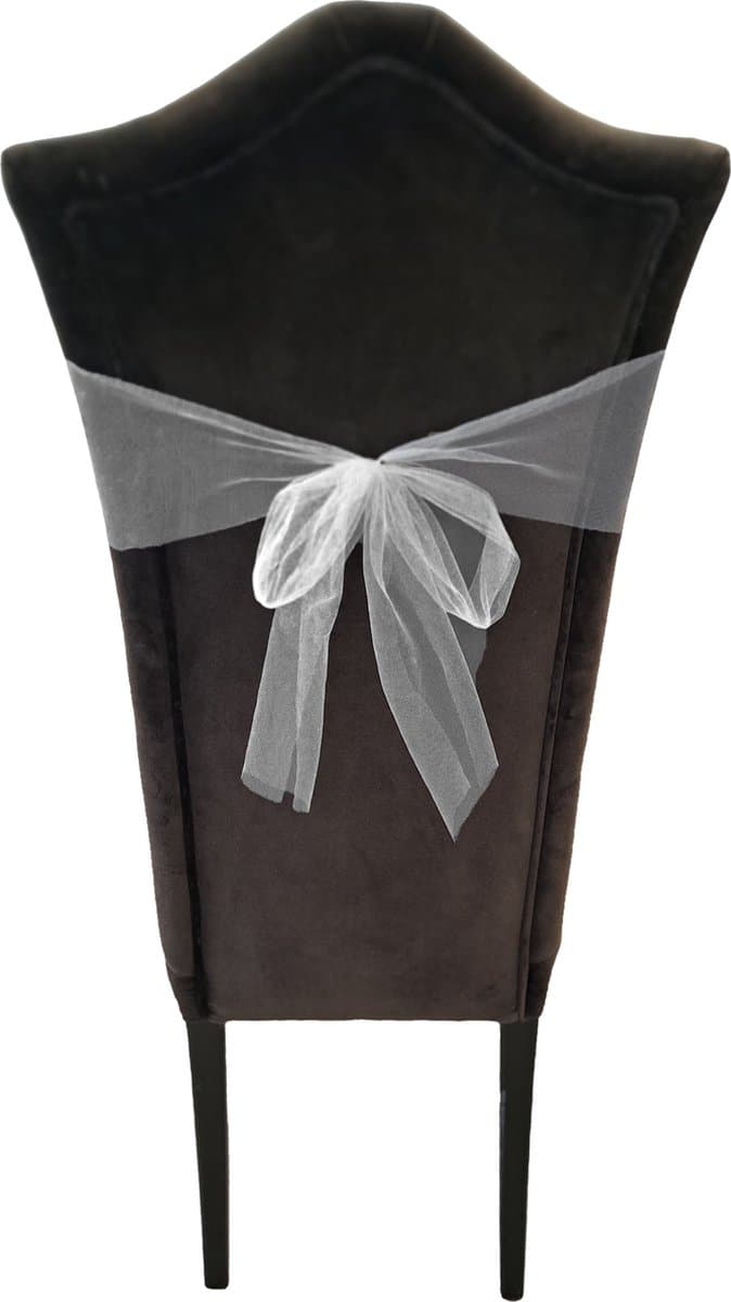 Tule stof op rol - 2x - wit - 30cm x 9meter - Organza/mesh decoratie stoffen
