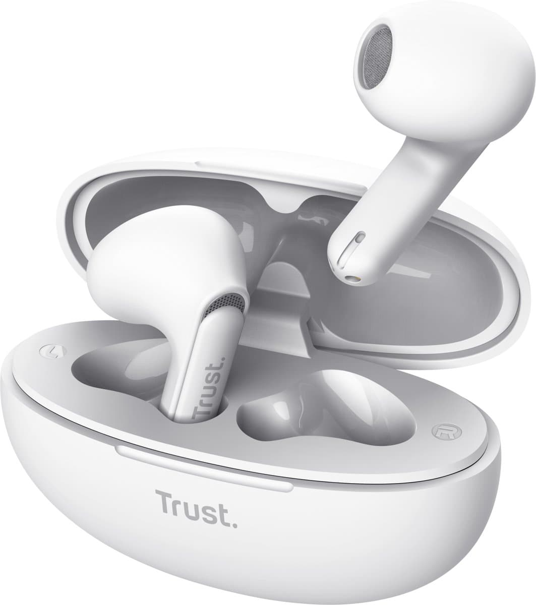Trust Yavi Headset True Wireless Stereo (TWS) In-ear Oproepen/muziek USB Type-C Bluetooth Wit