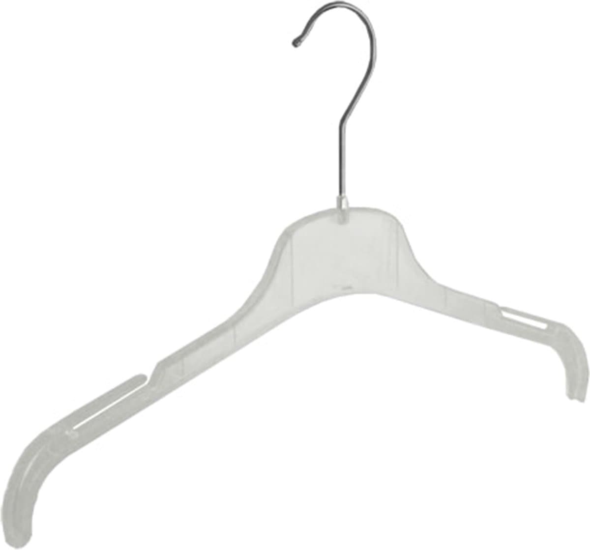 De Kledinghanger Gigant - Kledinghanger - Volwassenen - F01/38 - 50 Stuks - Blousehanger - Shirthanger - Kunststof - Transparant - Rokinkepingen - 38 cm - Kleerhanger - F01-Serie (F01/38_02/50)