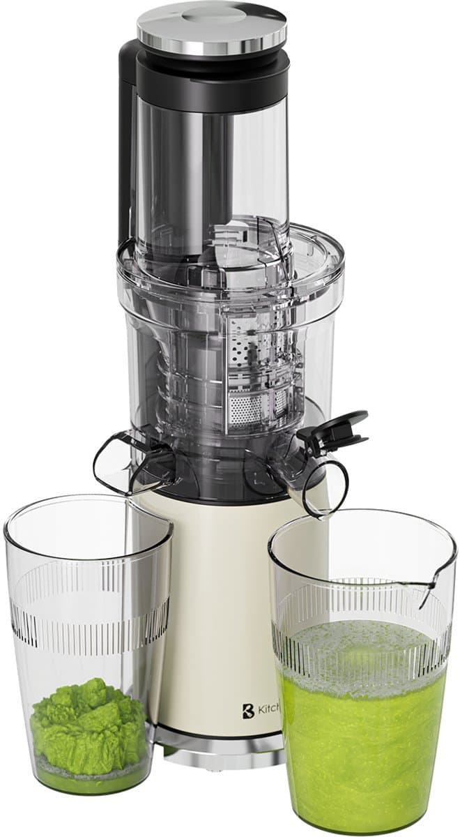 KitchenBrothers Slowjuicer - PFAS Vrij - Sapcentrifuge - Verticaal - Juicer - Groenten en Fruitpers - 80 mm - 750 ml - Champagne