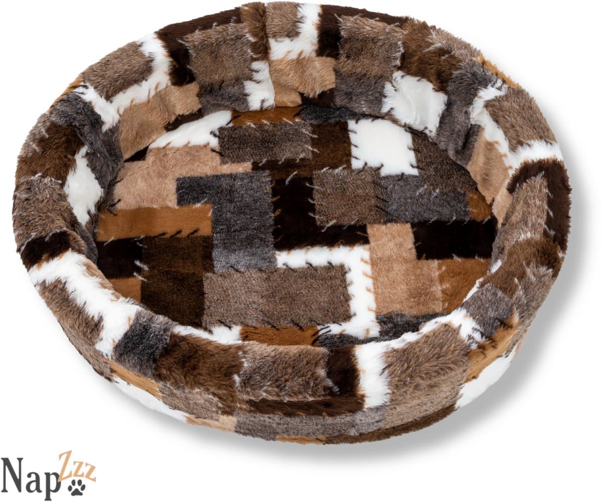 NapZZZ Hondenmand - Mix Blok Bruin - 105 x 92 x 22 cm