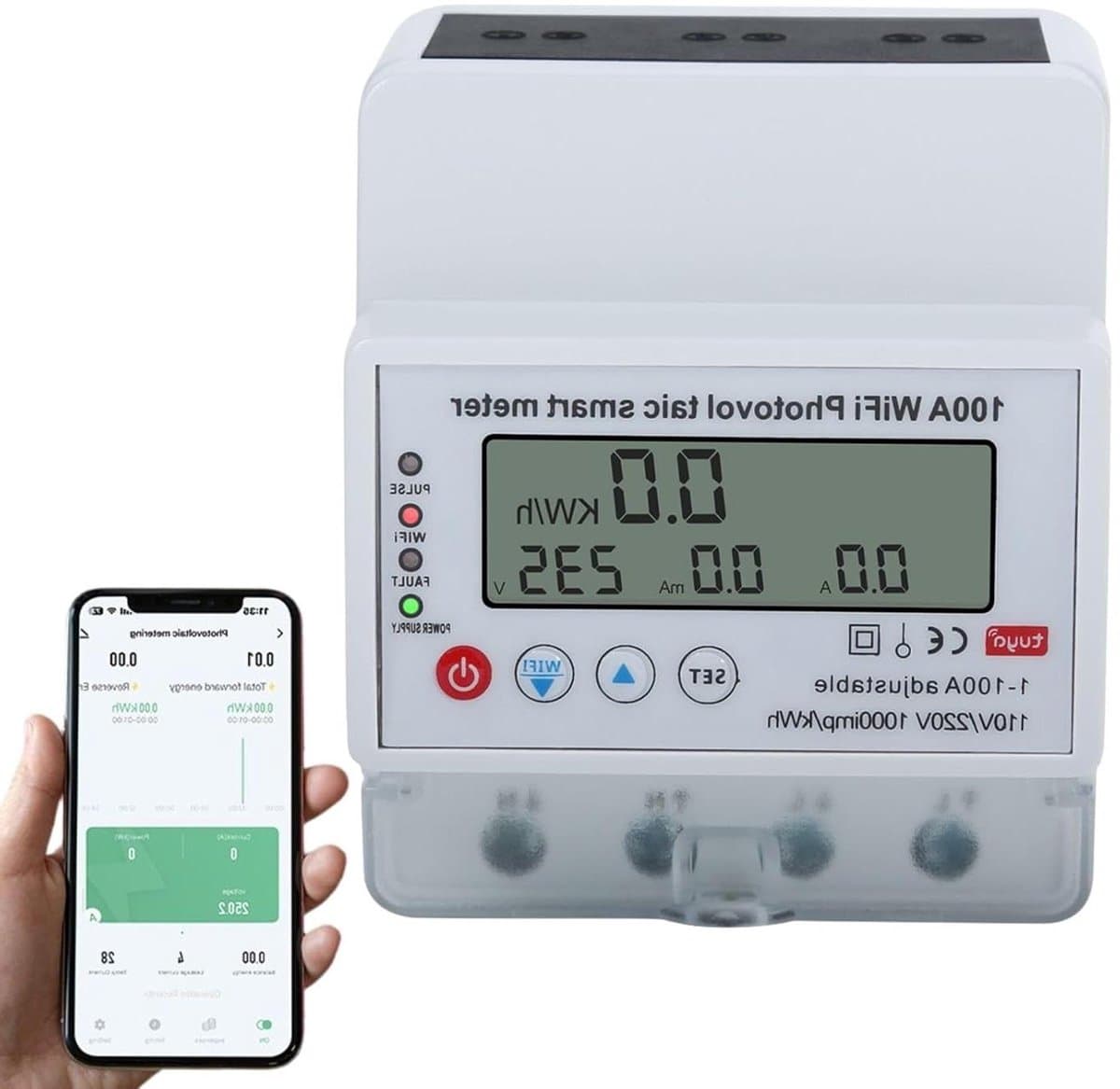 Wifi Intelligente Energiemeter 100A Eenfasig - Fotovoltaïsche Teller met Automatische Schakelaar - Timerschakelaar Zonne-energie