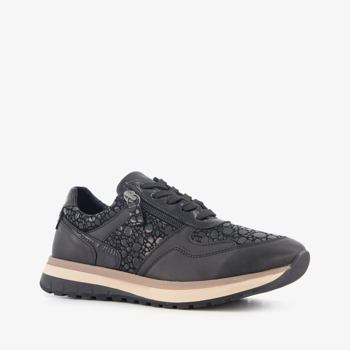 Hush Puppies leren dames sneakers zwart - Maat 39 - Uitneembare zool