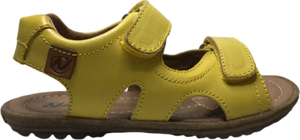 Naturino velcro's effen lederen sandalen sky geel mt 24