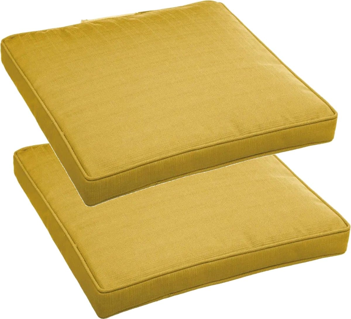 Hesperide stoelkussens - 6x - binnen/ buiten stoelen - geel - 40x4 cm - water en uv-bestendig