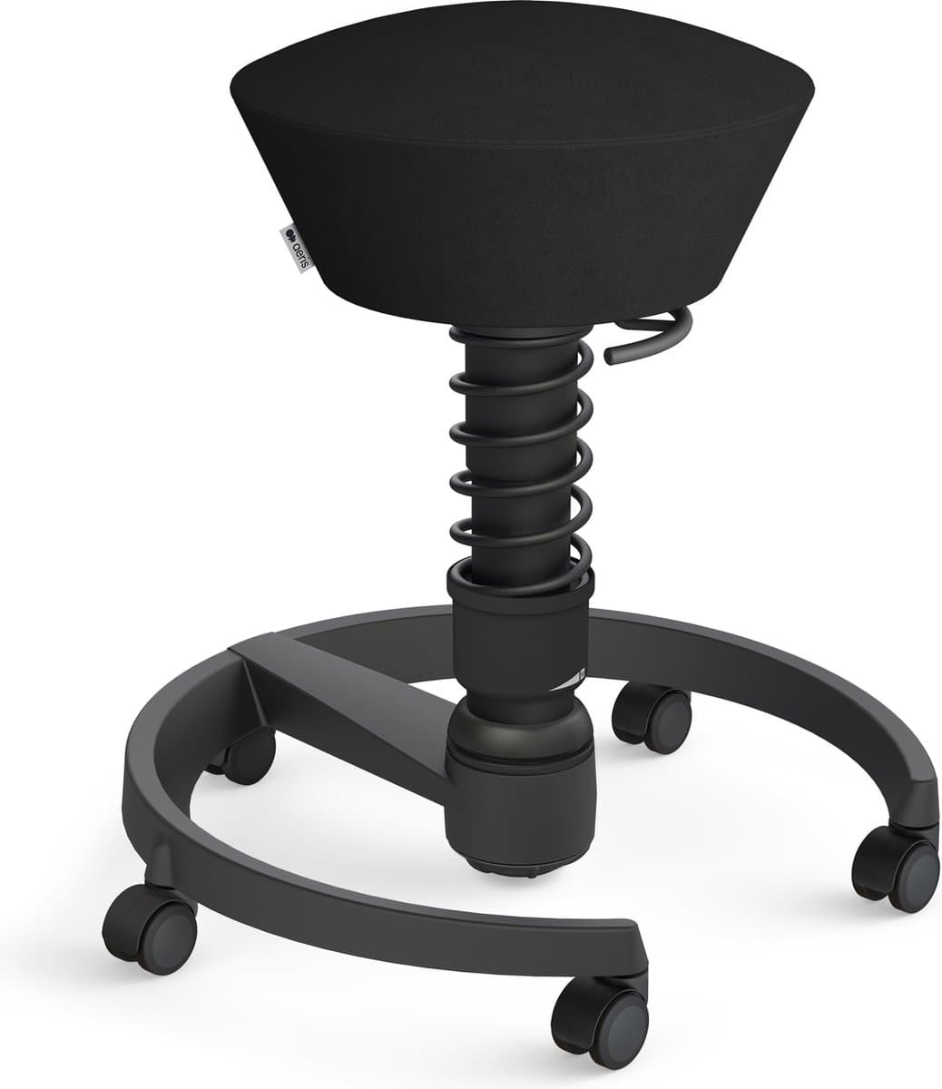 Aeris swopper - ergonomische kruk - zachte wielen - harde ondergrond - microvezel - zwart