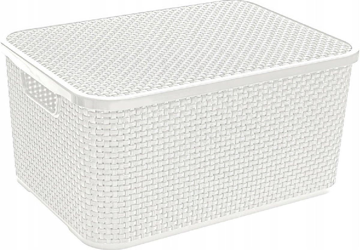 BranQ - Rotan mand van 7L met deksel wit Materiaal: Wit