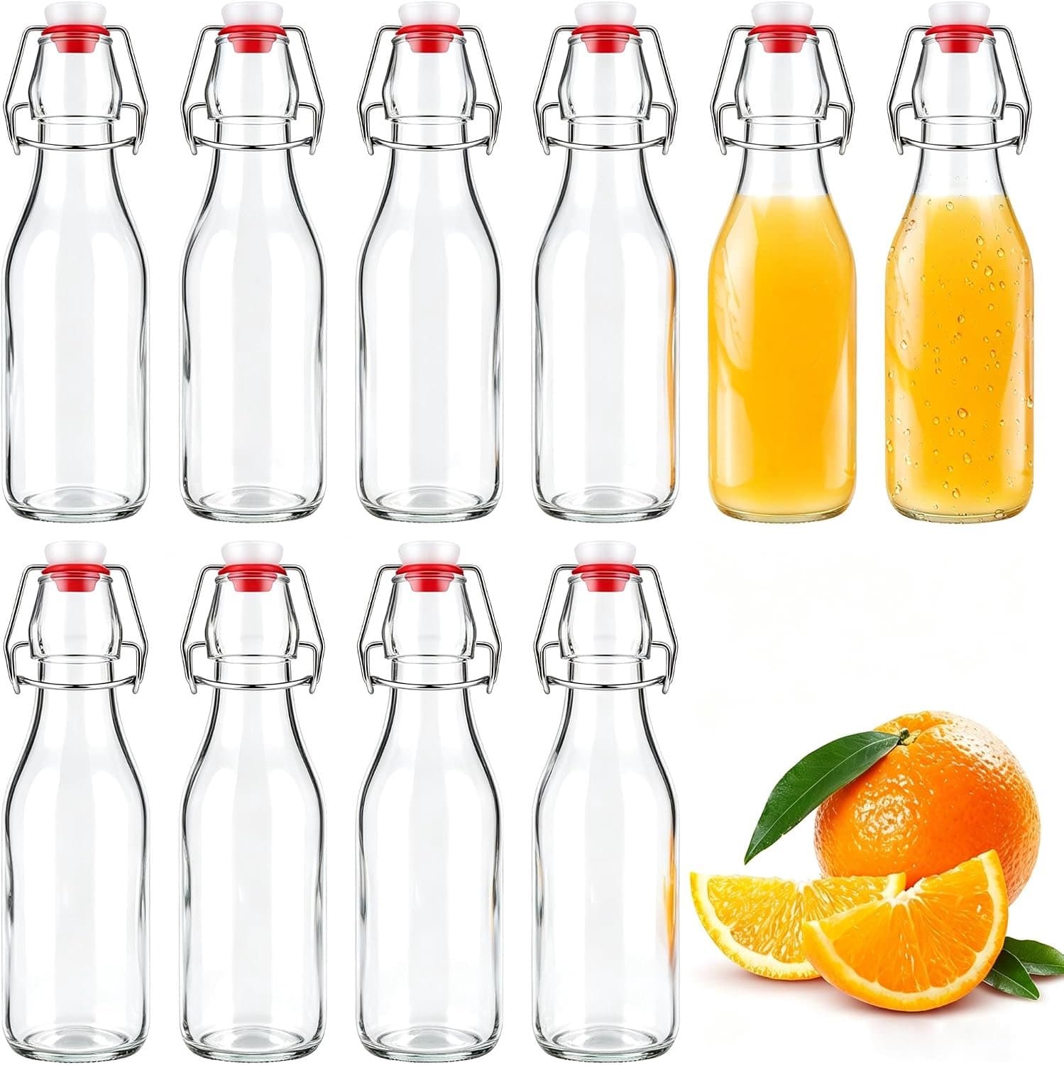 Gerbala Pack of 10 glass bottles 250 ml with bracket closure, small bottles, ironing bottle for filling, perfect for - ShopVlot