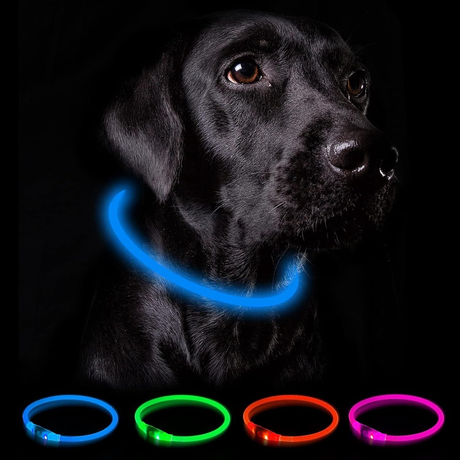 Thijox - Nepfaivy Light Up Hondenhalsband - Verstelbare LED-halsband Voor Honden, Oplaadbaar, Knipperende Flitsmodi, Voor Grote, Middelgrote En Kleine