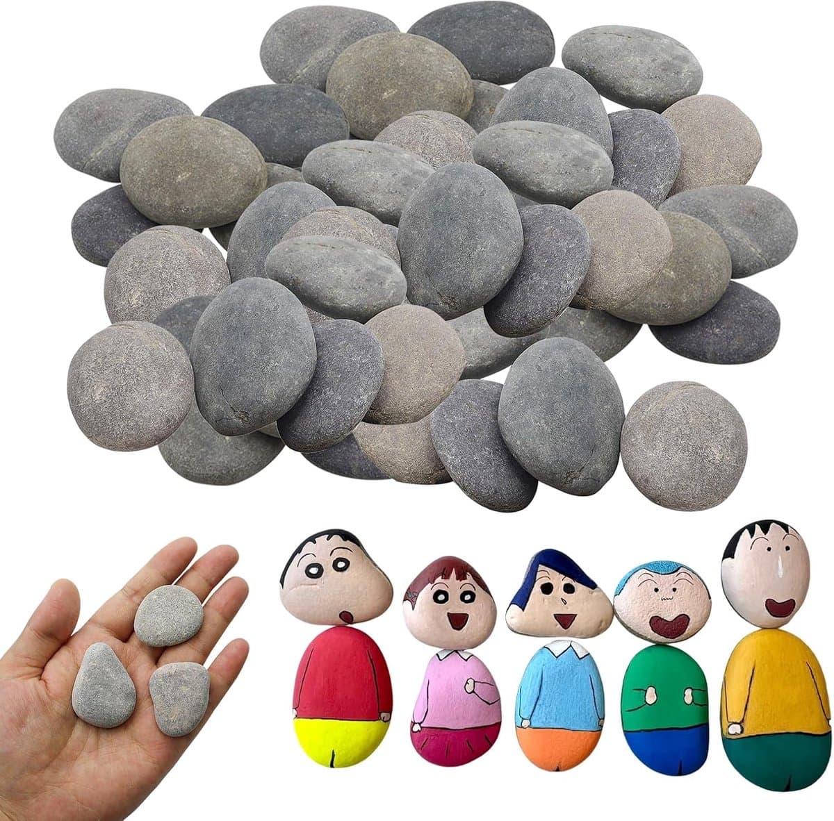 20 stuks 4-6 cm platte stenen om te beschilderen, platte beschilderde kiezelstenen om te beschilderen, schilderstenen, strand, kiezelstenen, siergrind, geschikt voor kinderen