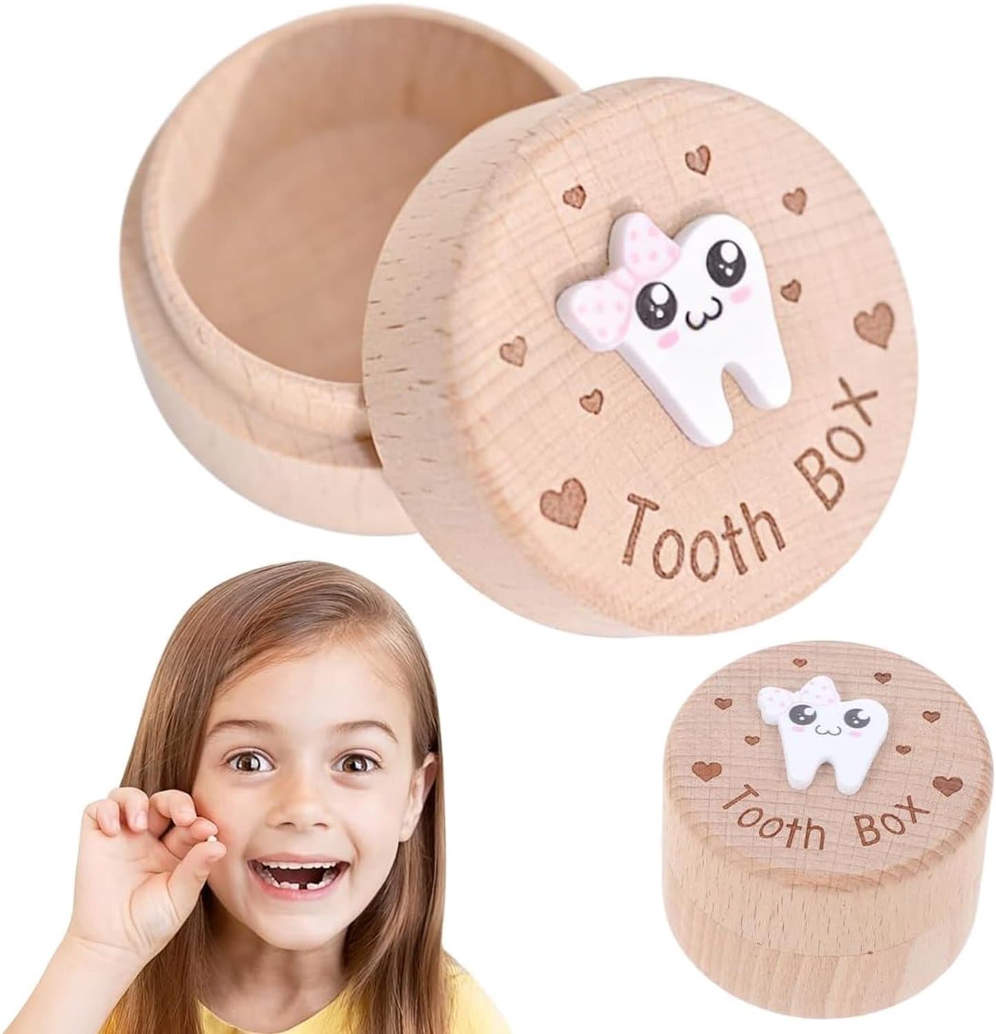 Melktandbox voor kinderen - houten opbergdoos - schattig ontwerp - herinnering aan tanden - ShopVlot