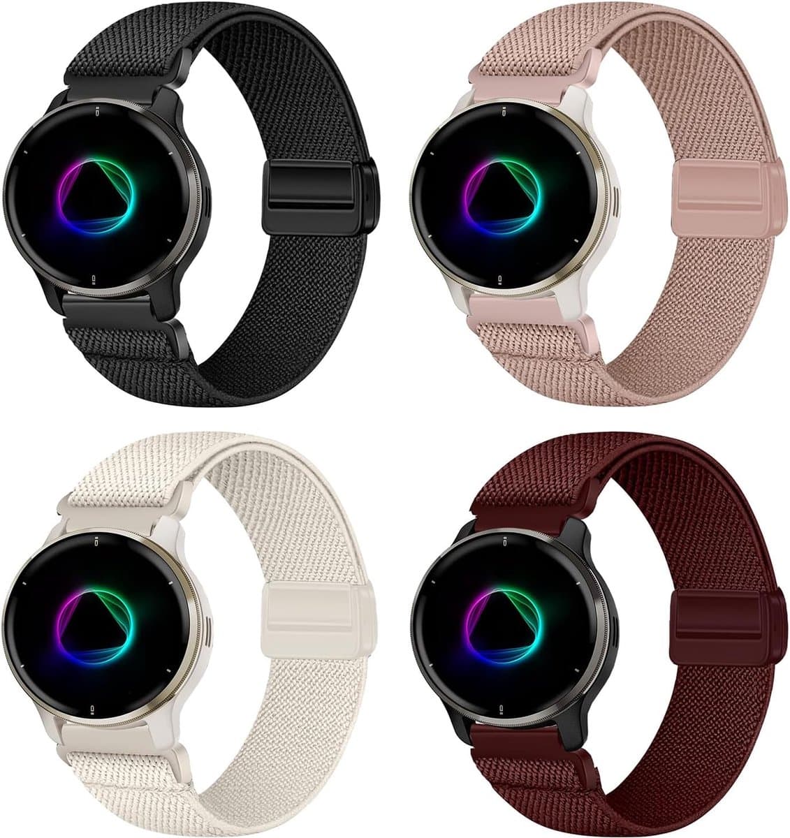 Magneetband Compatibel met Garmin Venu 2 Plus, 20MM Elastische Band voor Garmin Vivoactive 5/Venu Sq/Sq Music/Venu Sq 2/Sq 2 Music/Venu/Vivoactive 3/Vivomove HR/Forerunner 55 245 645