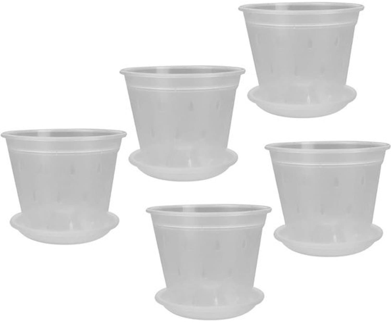 Plantenpotten met schotels - Doorzichtige kwekerspotten - Planten verzorgen - Wortelgroei monitoren - 172 x 14 cm - Wit