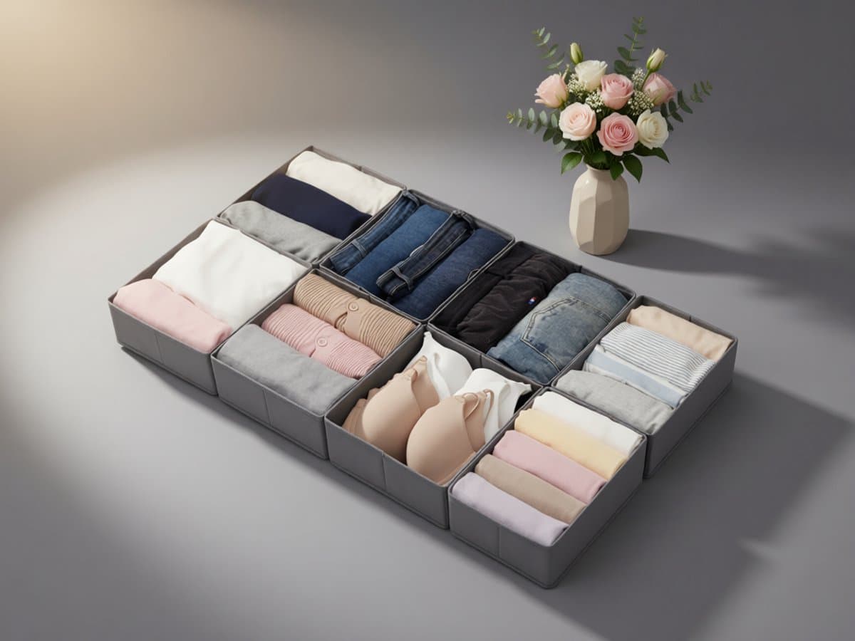 BILMU Set van 8 lade-organizers voor PAX kledingkast 100 x 58 cm - opvouwbare lade-inzet voor kleding en kinderkleding, modulair design, grijs