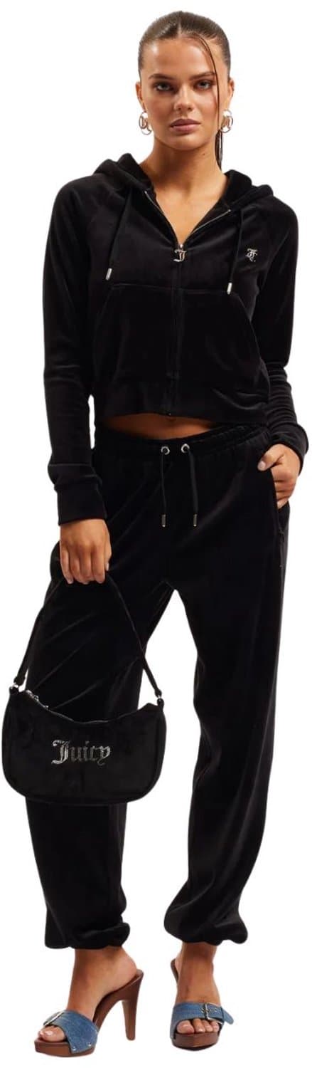 Juicy Couture Juicy Couture Madison Classic Velour Hoodie With Juicy Logo ZWART - Maat XXS