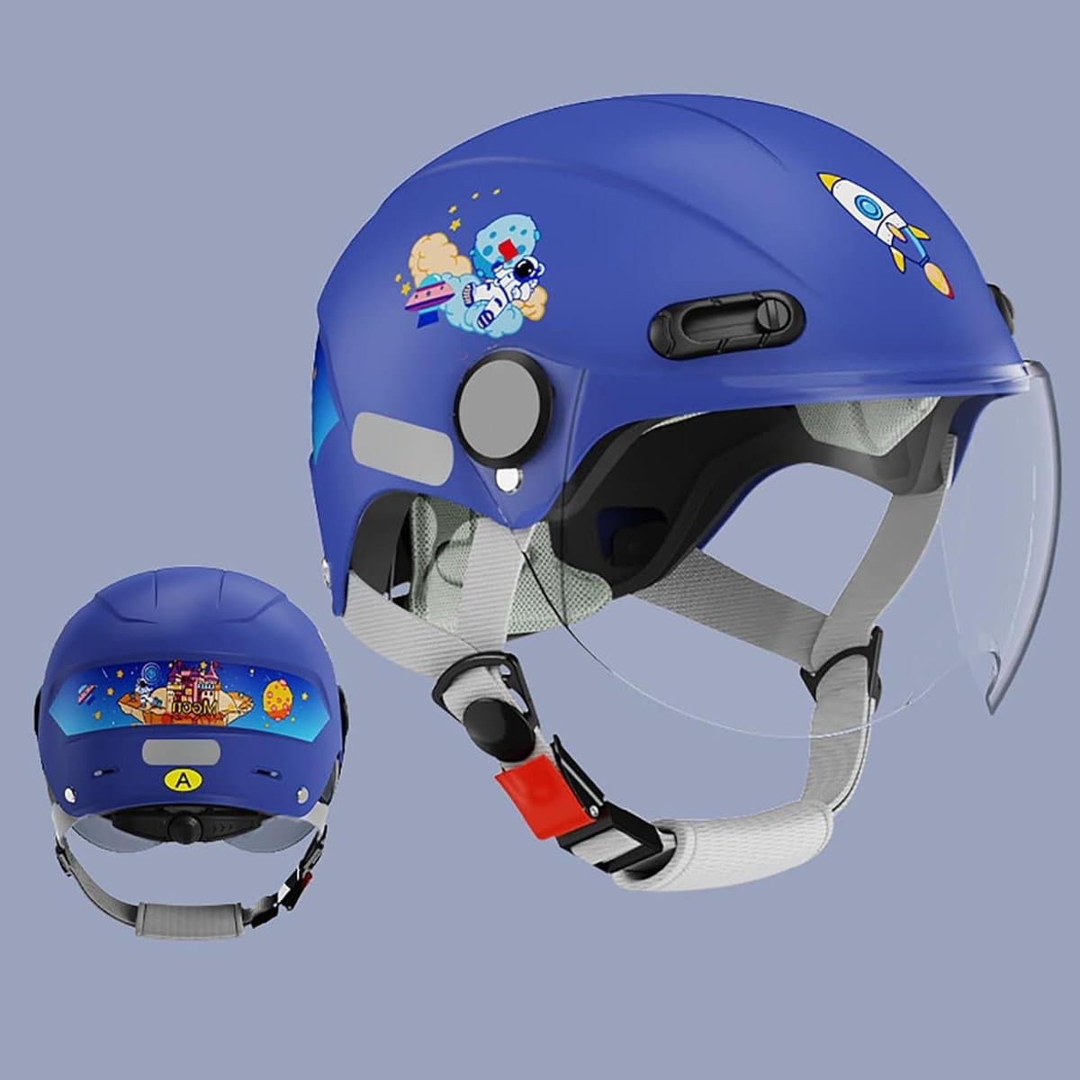 Kinder Motorhelm - Bromfietshelm Jethelm - Veilig Rijden - Versterkte Condensvrije Lens - 48-56 CM - F