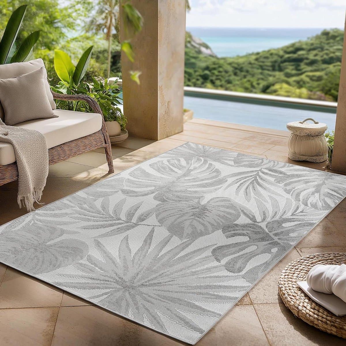 Buiten Vloerkleed - Terras Tapijt Balkon Kleed - Buiten Leven - Weerbestendig Polypropyleen - 120x170 cm - Grijs