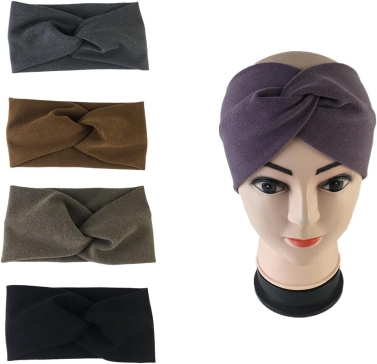 Haarbanden Set - Hoofdbanden Dames - Sport en Ontspanning - Twist Knoop Design - 5 stuks - Diverse Kleuren