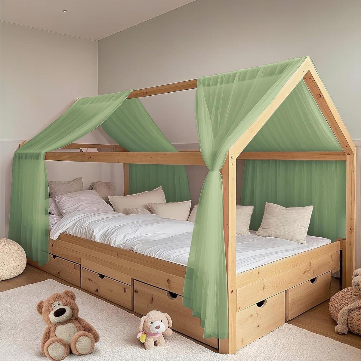 Beddengoed Set - Dekbedovertrek Set - Kinderkamer Decoratie - Huidvriendelijk Ademend - 2 stuks 132 x 320 cm - Eucalyptus