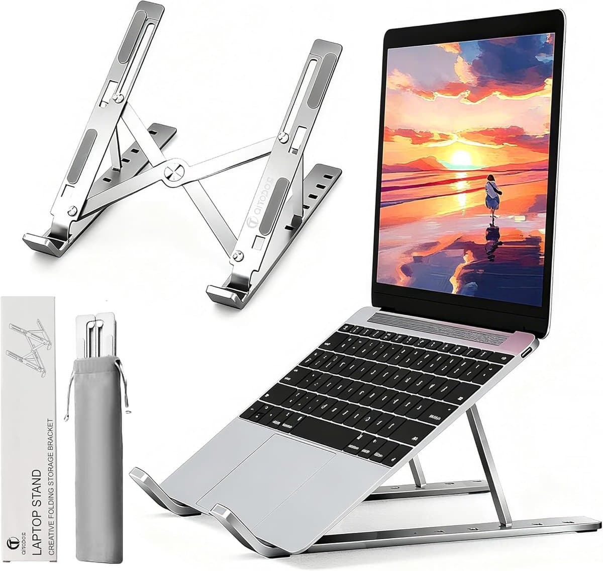 Laptop Standaard - Notebook Houder - Ergonomisch Werken - 6 Hoogteverstellingen - 8-16 inch - Zilver