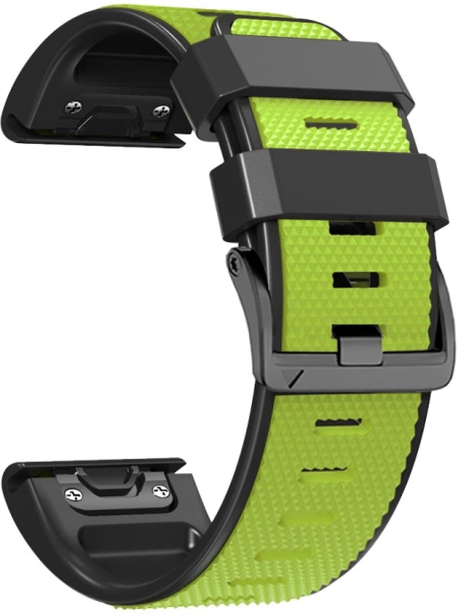 Voor Garmin Fenix 7 Pro 26 mm schroefgesp diamant textuur twee kleuren siliconen horlogeband (limoengroen + zwart)