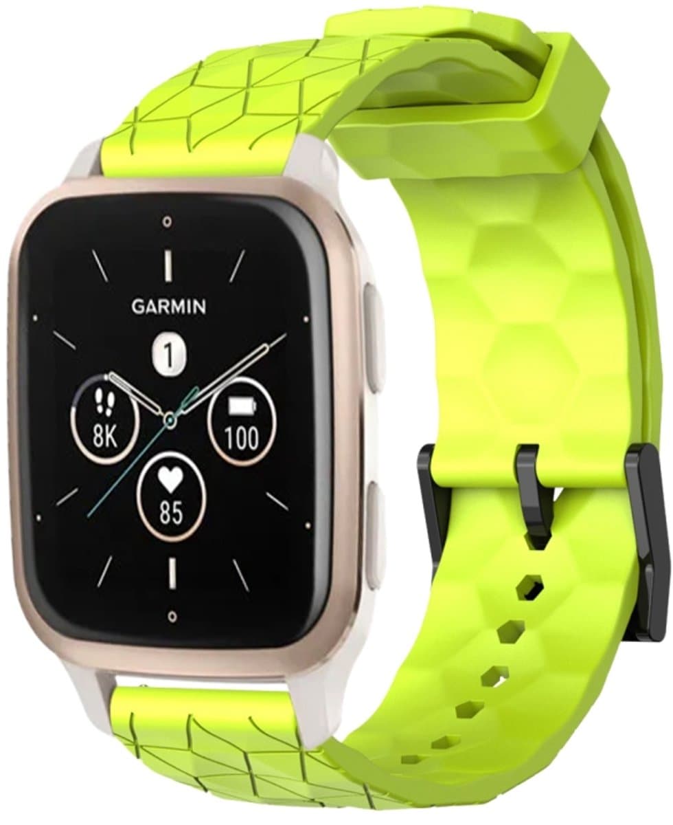 Voor Garmin Forerunner Sq2 Music 20 mm voetbalpatroon effen kleur siliconen horlogeband (limoengroen)