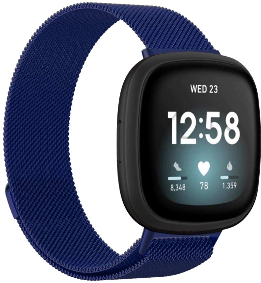 For Fitbit Versa 3 Milanese Watch Band, Size:L 230mm(Blue)