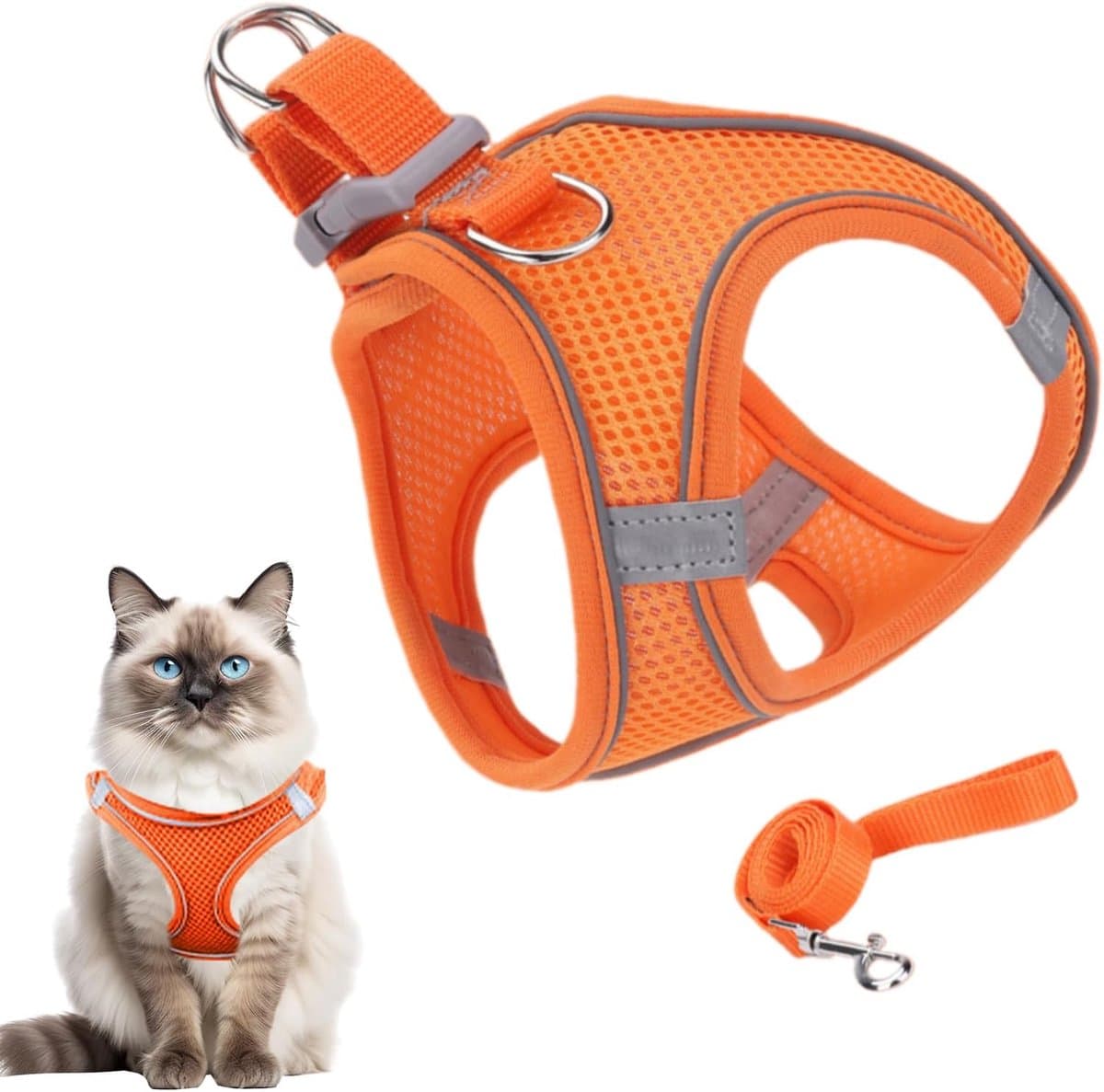 Kattenharnas - Veilig Tuigje - Outdoor Avontuur - Comfortabele Pasvorm - Maat L - Oranje