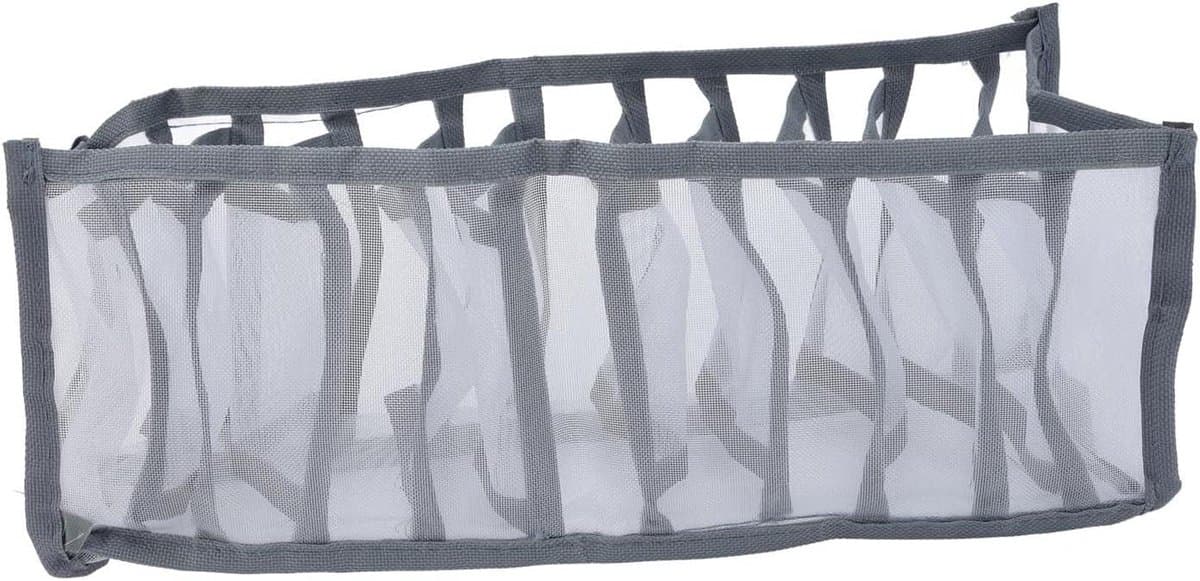 Ondergoed Organizer - Ladeverdeler Opbergdoos - Kleding Opbergen - Ademend Mesh Materiaal - 11 Cellen - Grijs