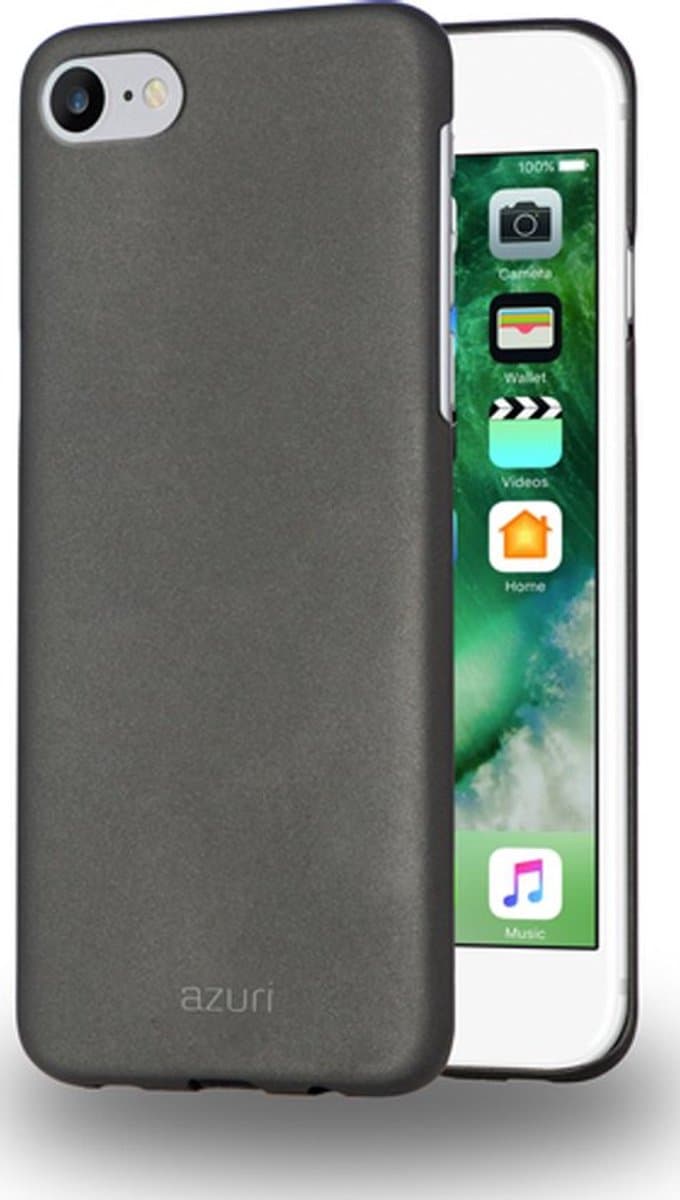 MH by Azuri metallic cover with soft touch coating - zwart - iPhone 7/8/SE(2020)