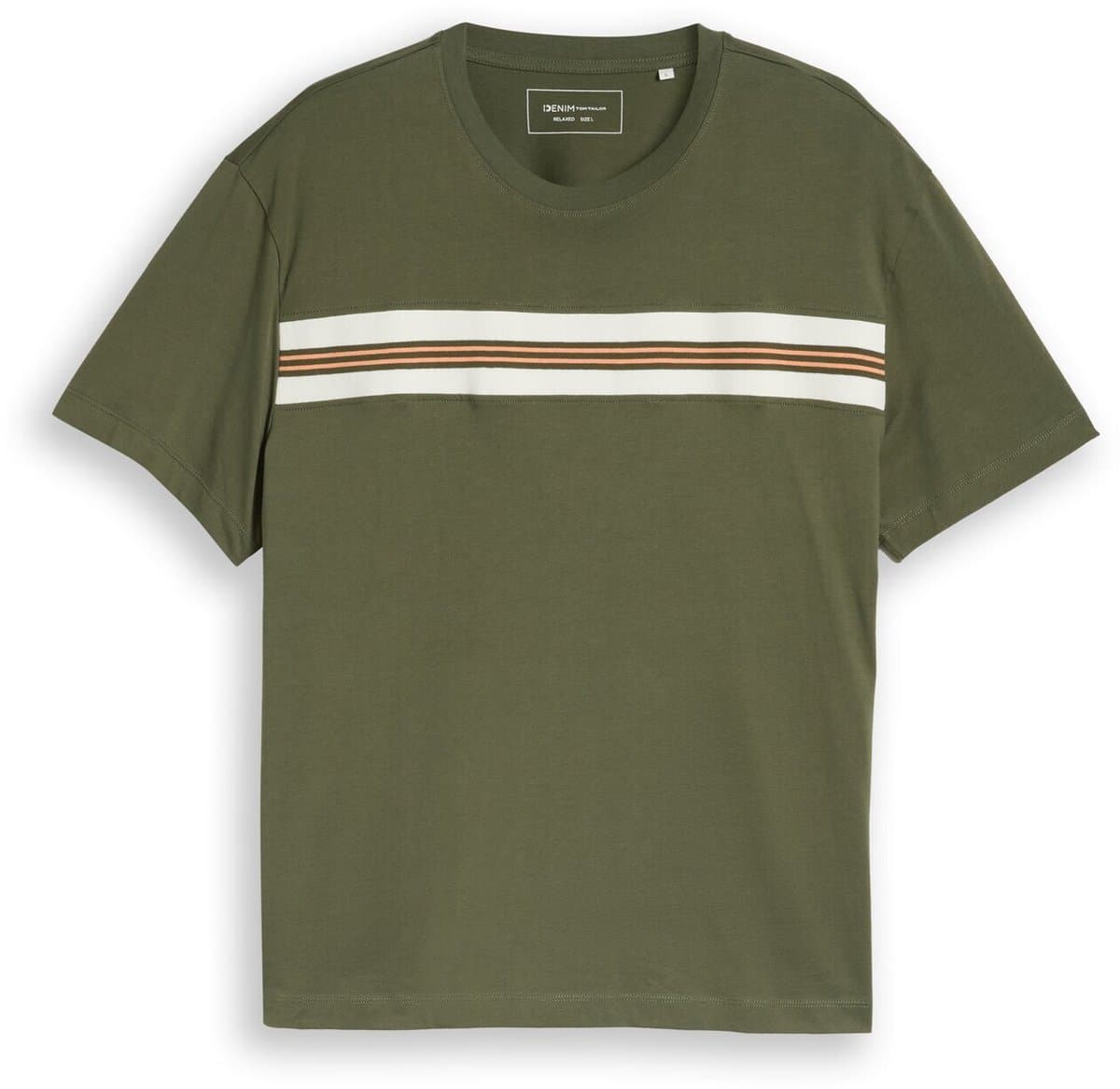 Tom Tailor Denim - T-shirt met relaxte pasvorm van katoen - Maat L - urban olive green