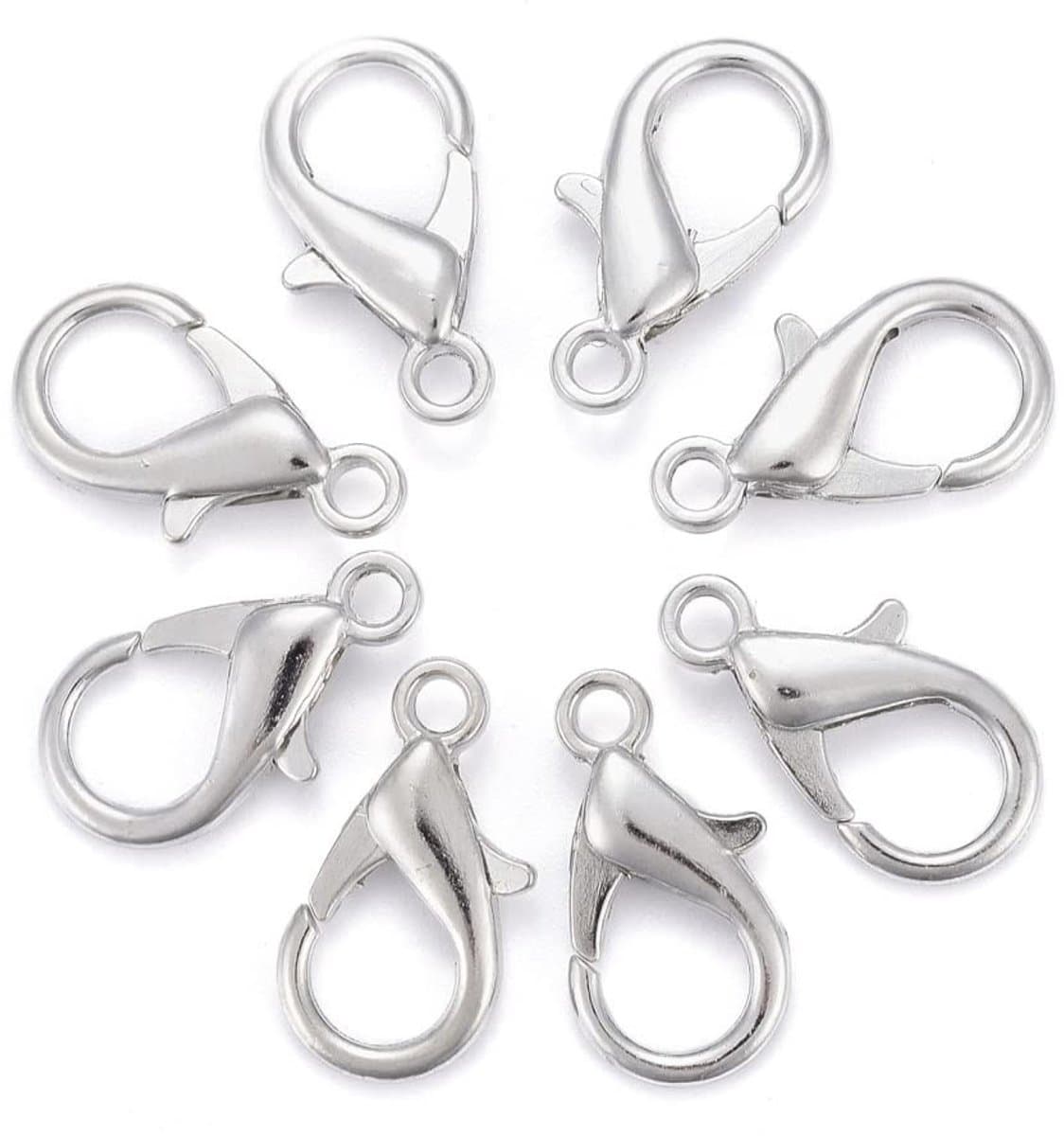 Dailygoods- Kreeftklauw Sluitingen 20 Stuks - Papegaai Trigger Sluitingen - Zinklegering - Cadmiumvrij - Loodvrij - 12mm Breed, 21mm Lang