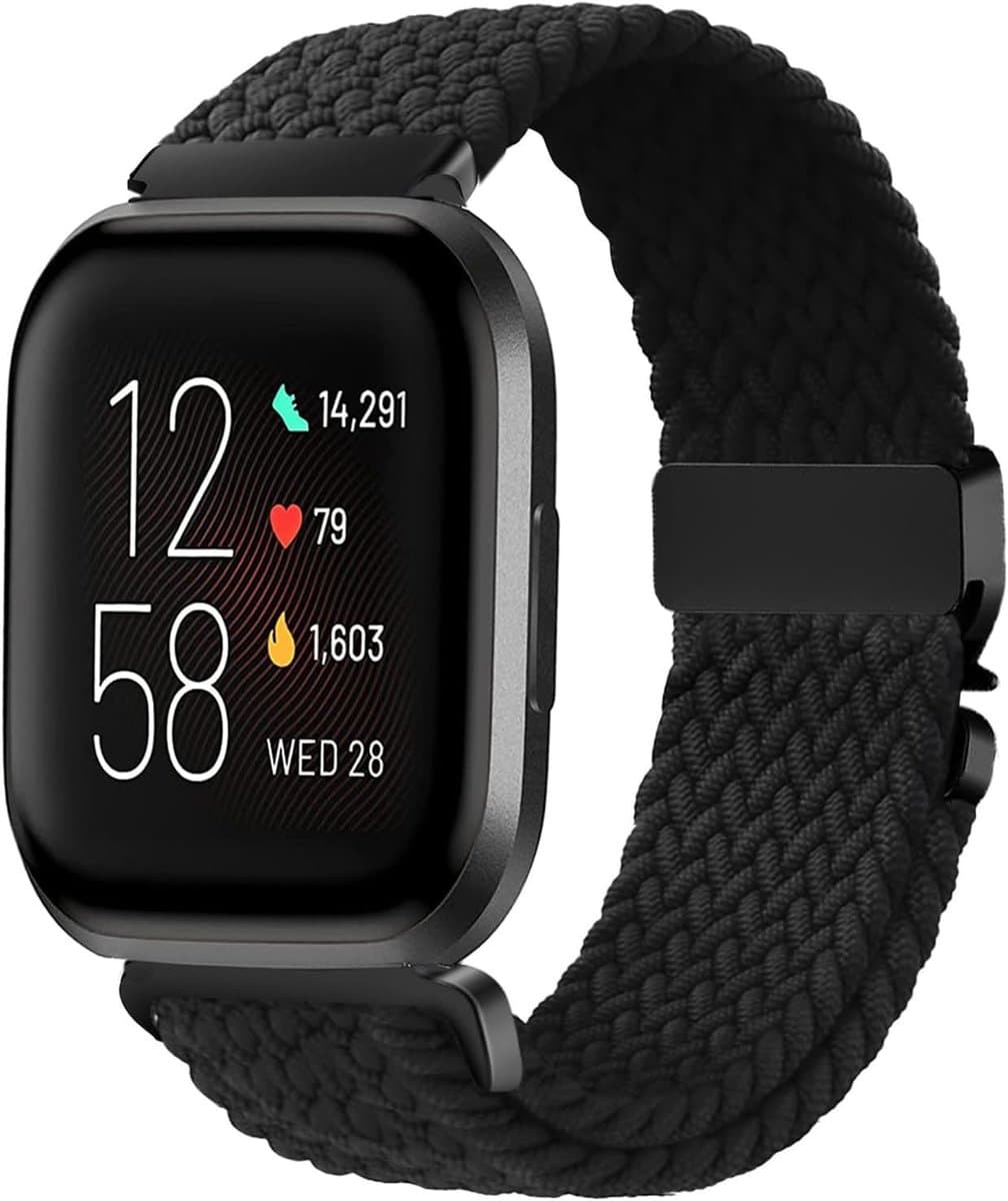 Elastische Nylon Gevlochten Band voor Fitbit Versa 2 en Versa, Comfortabele Horlogeband voor Mannen en Vrouwen