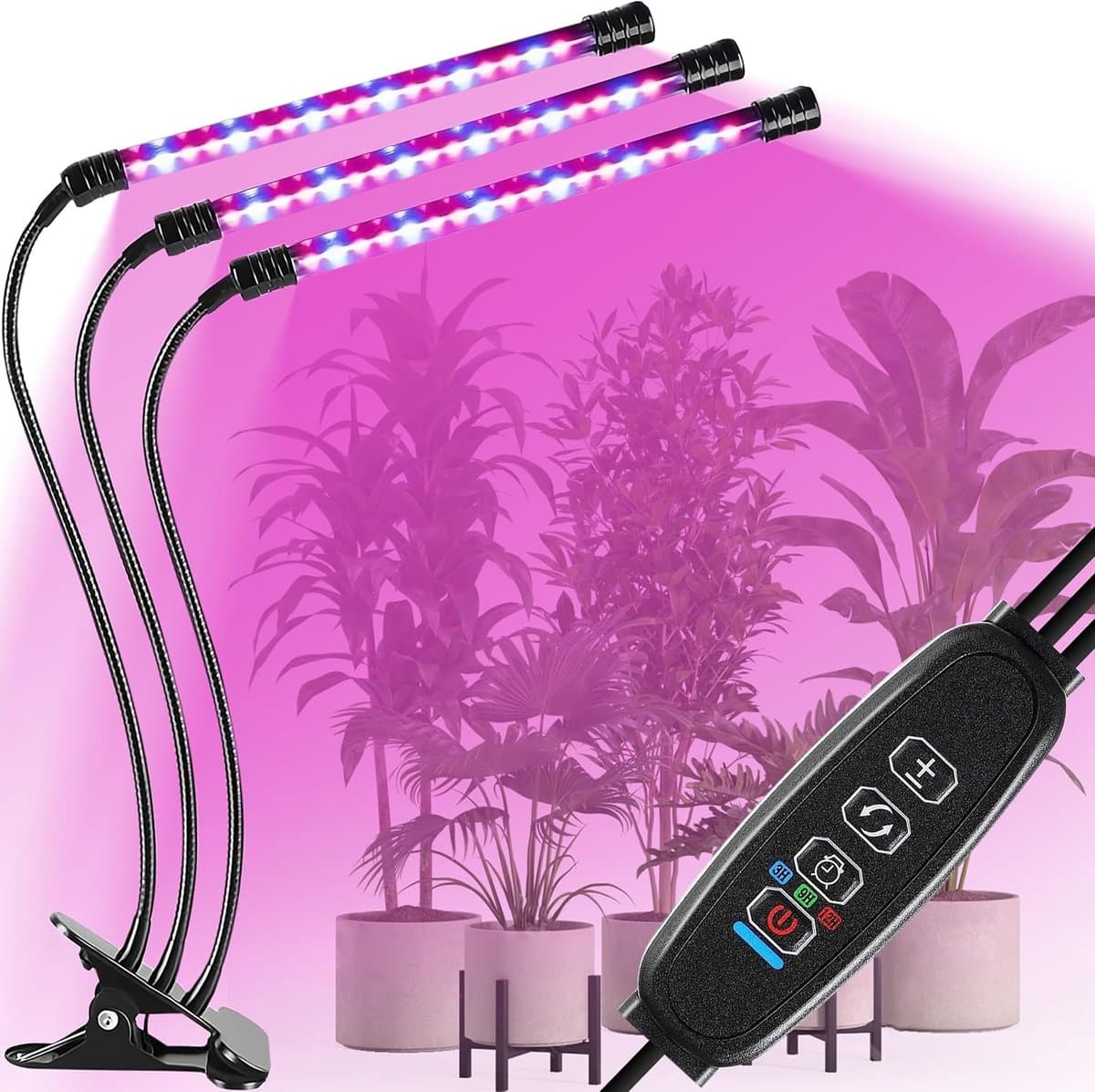 Plantenlamp, volledig spectrum, bureau-plantenlamp voor broeikas, 60 leds, afstandsbediening, regelgestuurd, groeilicht met timer
