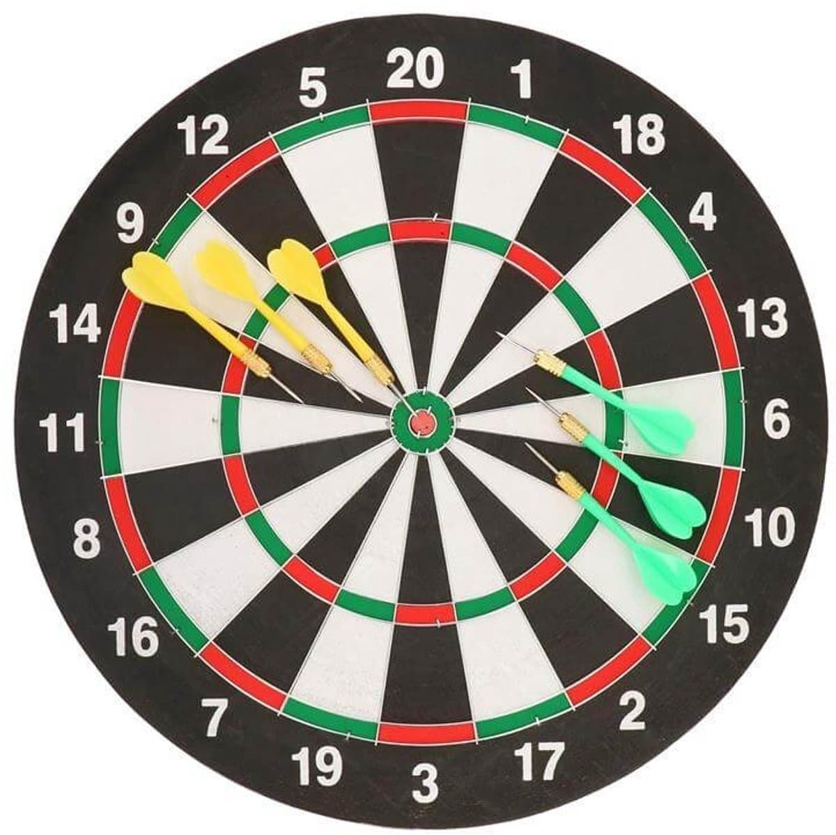 Kidsfun dartbord 41 cm met 6 dartpijlen - speelgoed dartspel.