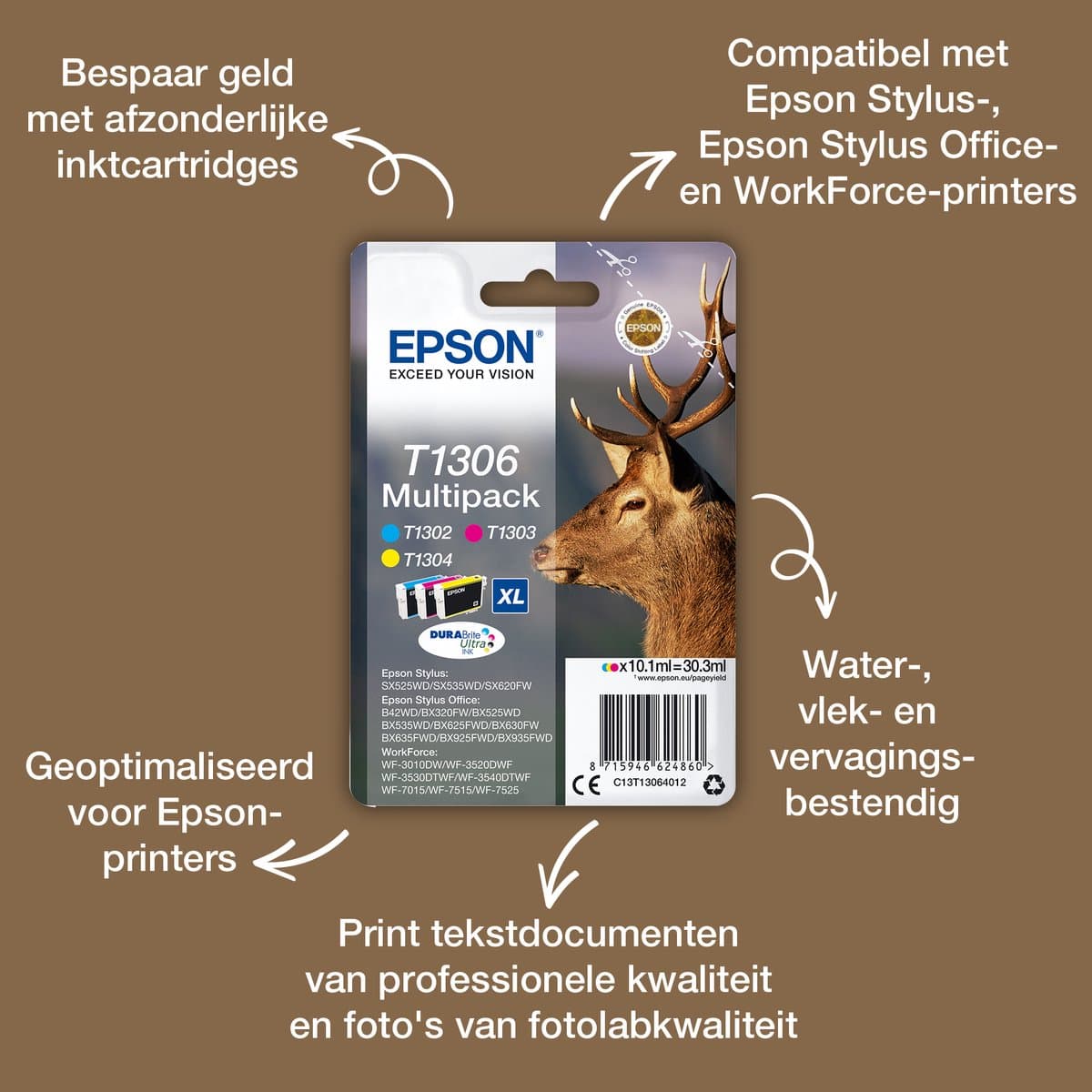 Epson Stag enkelverpakking inktcartridge zwart T1301 DURABrite Ultra Ink