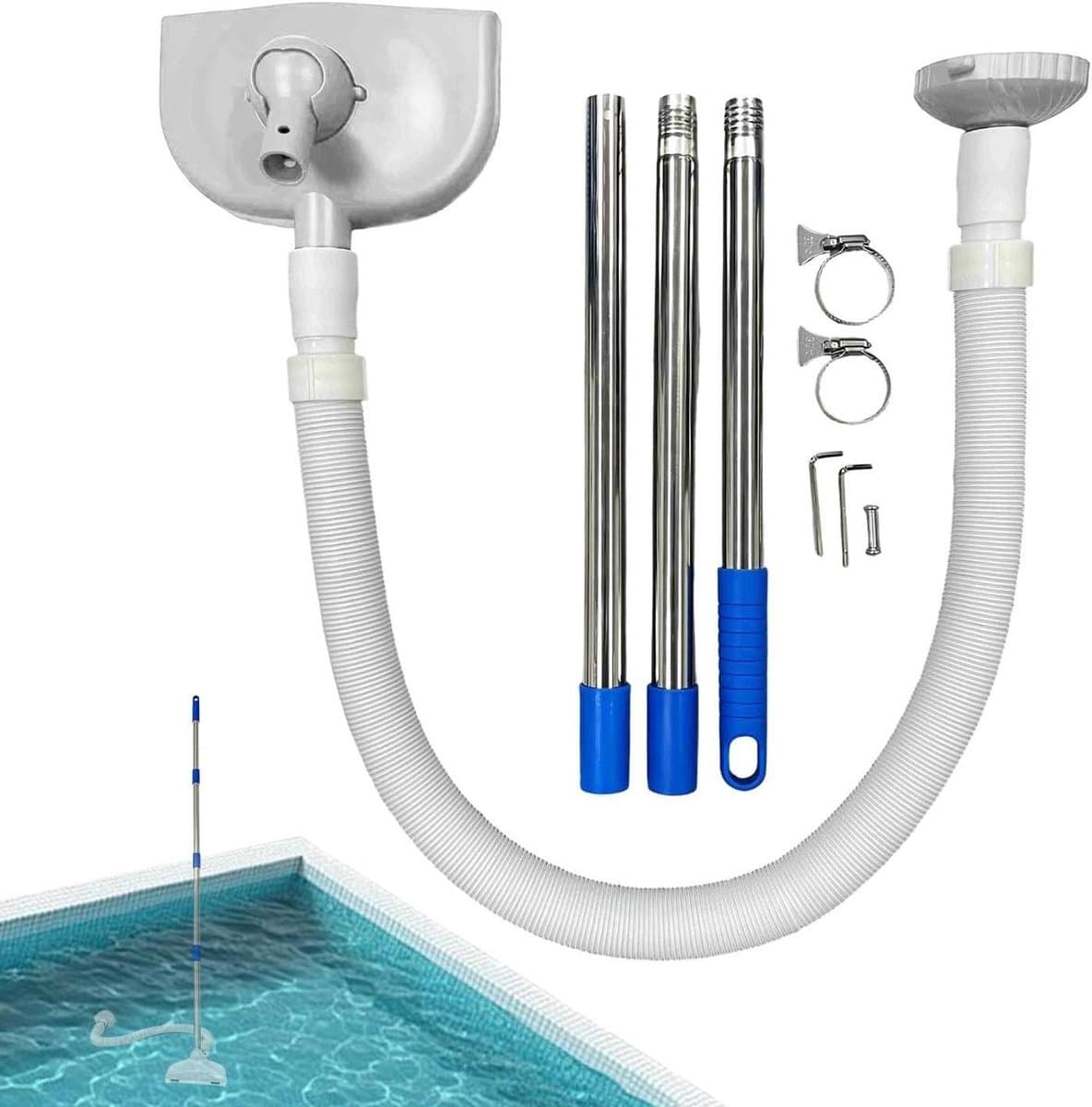 Zwembadzuiger - Automatische stofzuiger - Zwembadonderhoud - Gebogen kopontwerp - 155 cm - Grijs