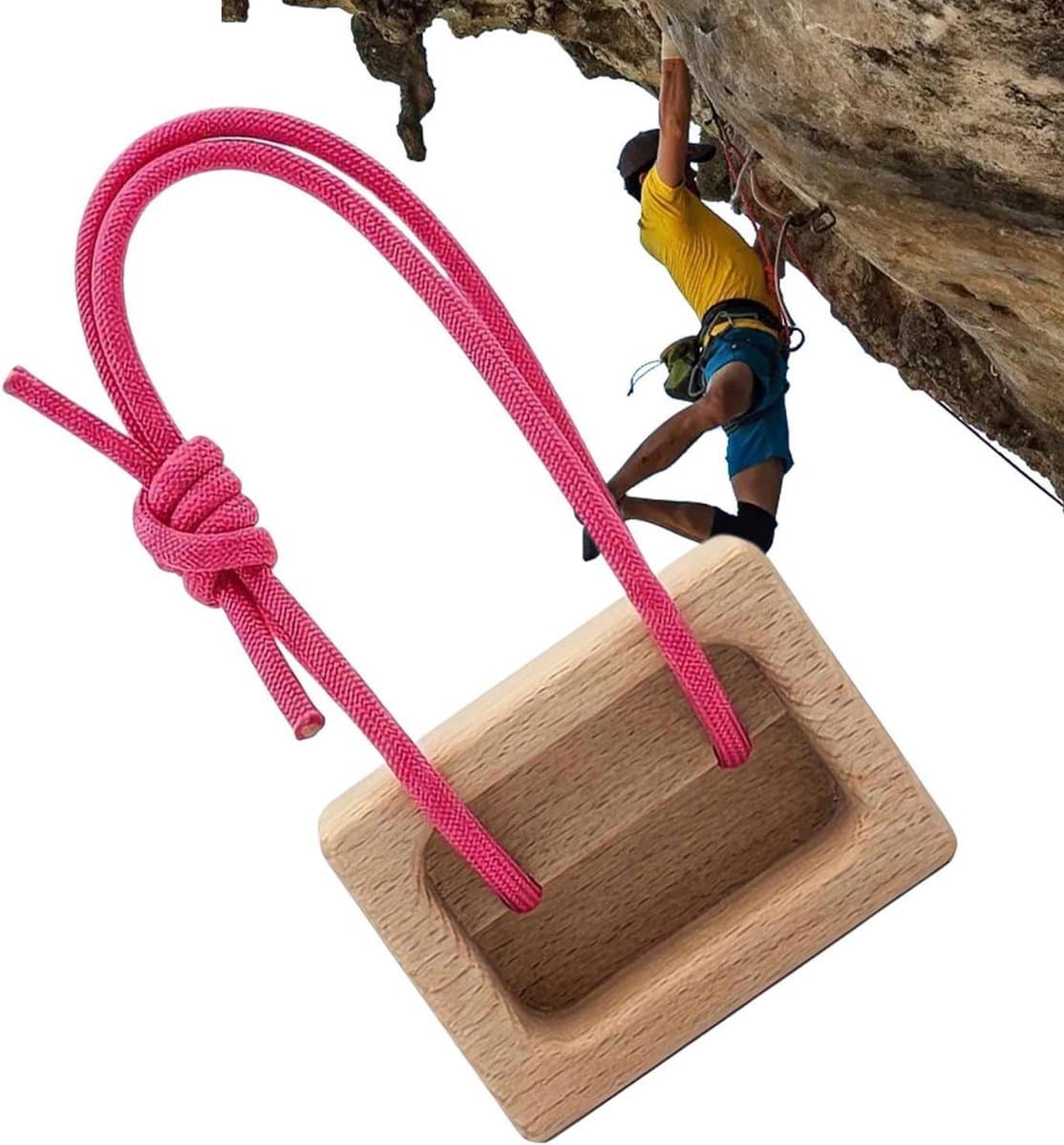 Draagbaar Hangboard - Klimtrainer Vingerbord - Gripkracht Trainen - Compact Houten Ontwerp - 10.5 cm - Natuurlijk Hout