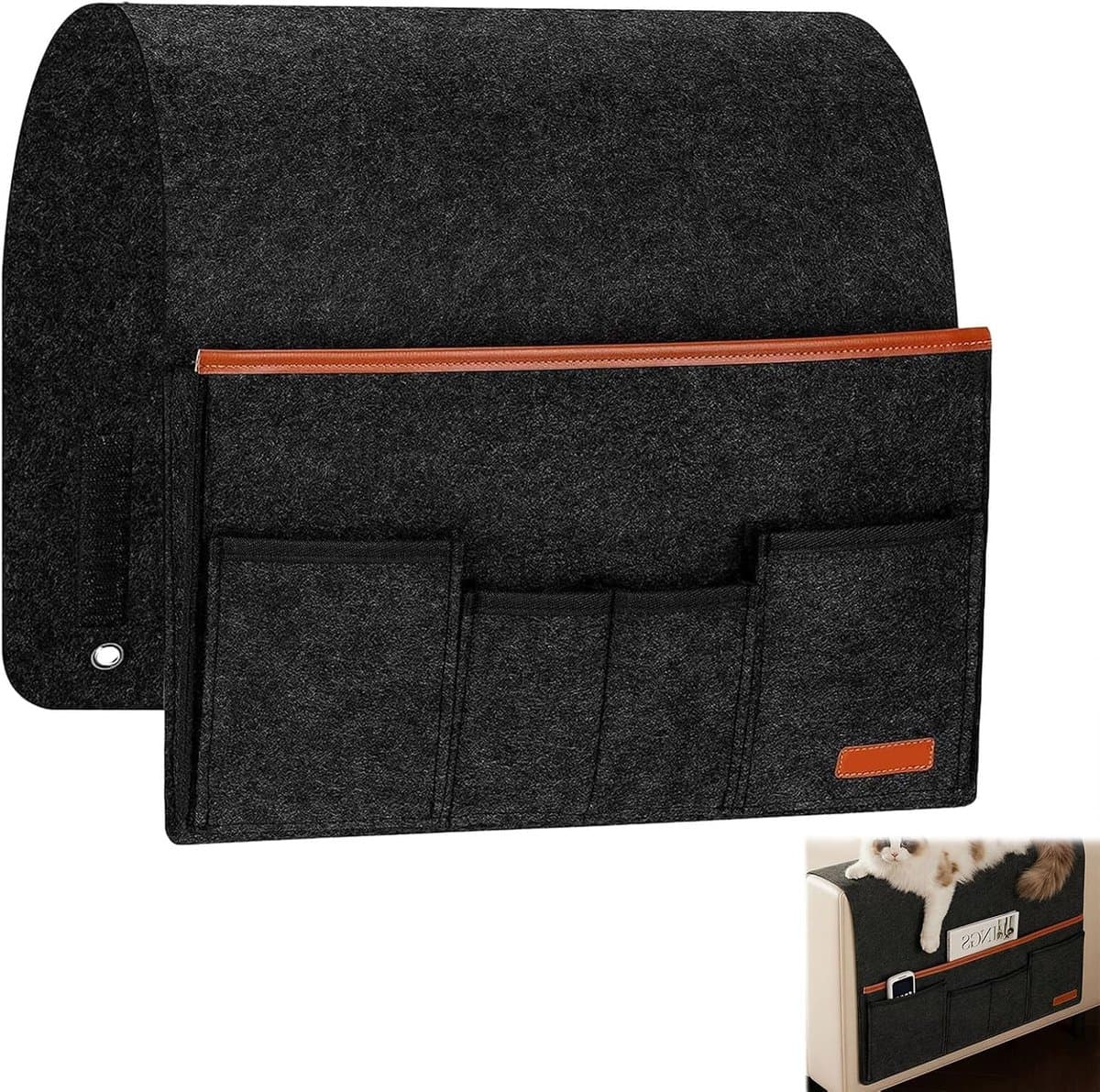 armleuning organizer vilten armleuningen organizer bank met 5 zakken opbergtas stoel 91 x 34,8 cm sofa tas armleuning donkergrijs bedtas om op te hangen voor afstandsbediening