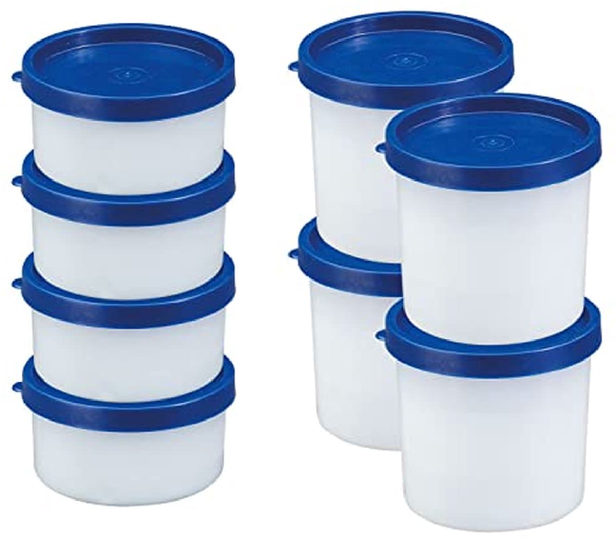 Vershoud- en diepvriesdozen - Bewaardozen set - Voedsel bewaren - Stapelbaar en BPA-vrij - 8 stuks 100/200ml - Transparant/blauw