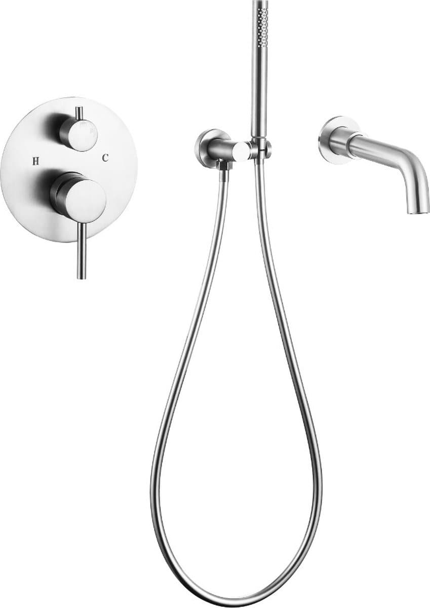 Inbouw badkraan chroom één-greeps bediening complete set