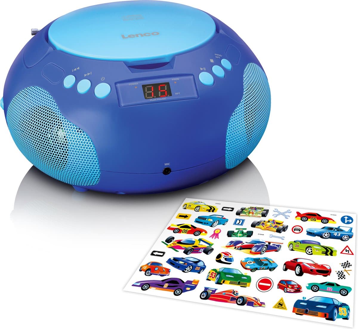 Lenco SCD-620BU - Draagbare Radio CD-speler met Microfoon - Blauw